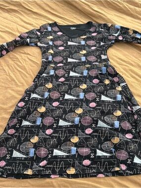 Svaha black math STEM themed A line dress with pockets Size XS